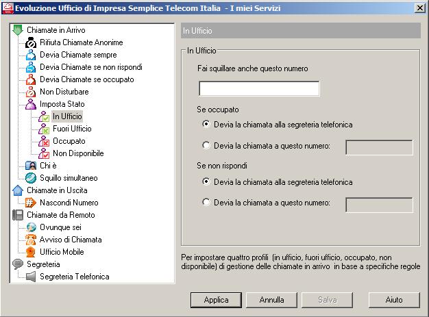 4. cliccare sul profilo prescelto e procedere con la configurazione come descritto nei paragrafi successivi. 5. Per confermare le impostazioni effettuate cliccare sul tasto Applica. 9.1.6.