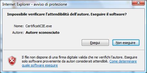 Sulla finestra che si aprirà, premere il pulsante Esegui : Confermare l esecuzione del file, premendo nuovamente Esegui appena terminato il download: Un