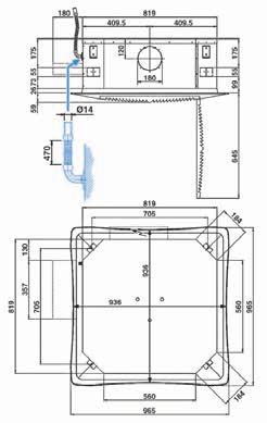 Dimensioni e Peso SK 42-44 / SK 52-56 (Versione 800 x 800) SkyStar SK-ECM Impianto 2 tubi 3. Entrata acqua calda/fredda 3/4 4.