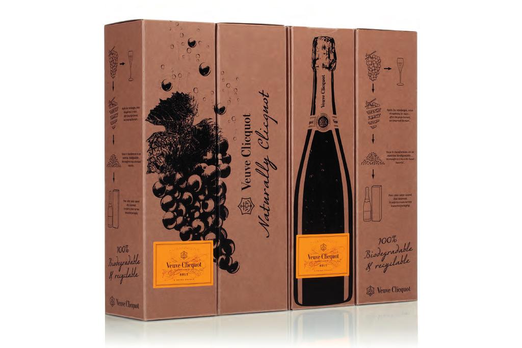 Il packaging è isotermico, capace di tenere al fresco fino a due ore una bottiglia di Veuve Clicquot Yellow Label da 75cl.