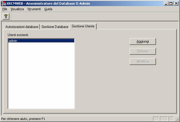 6. Dopo creare gli utenti di computer, eseguire l'utilità XAdmin usando l'icona sul desktop. Appare la finestra Accesso dell'amministratore con il nome utente configurato come "admin". 7.