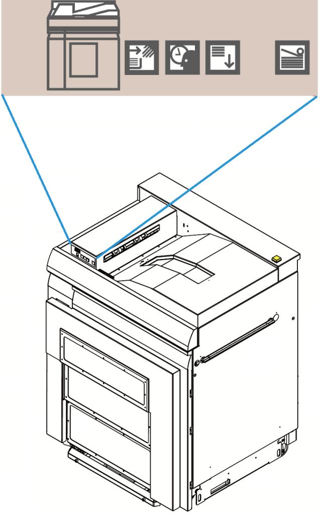 5 Rilevamento inceppamenti 5 Sul display viene visualizzato il vassoio superiore e l'area del percorso carta. Quando la parte della riproduzione è illuminata, è presente un problema in quest'area.