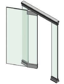 Framed glass double hinged door opened view