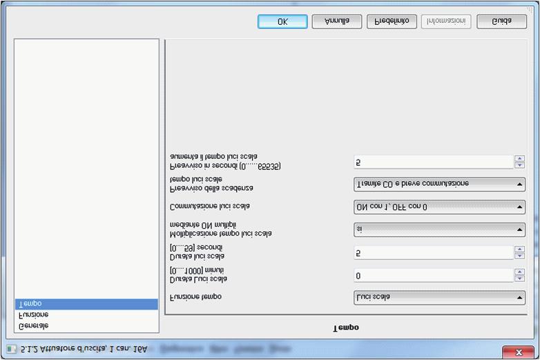 2.3 Tempo - Luci Scale Parametro Funzione tempo Questo parametro definisce il tipo della funzione tempo dell uscita.