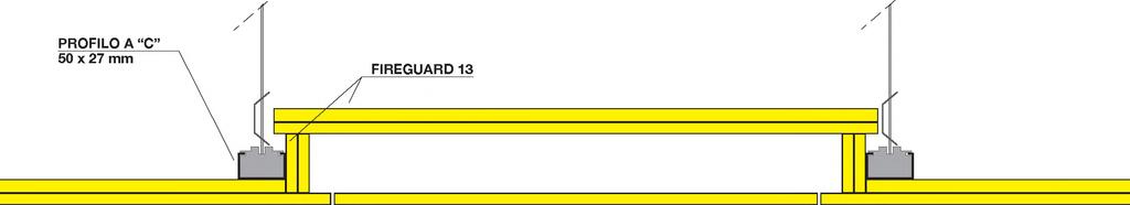 resistenza al fuoco EI 60 certificata su controsoffitto a membrana, costituita da doppio telaio in profili di alluminio solidamente saldati mediante un procedimento speciale e da una lastra FIREGUARD