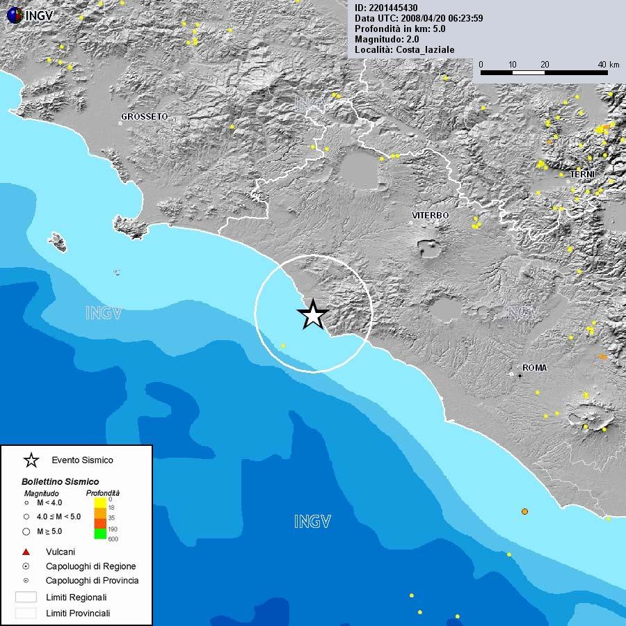 Il terremoto di Civitavecchia del 20/04/2008 Ore 08:23 (ora italiana) del 20 aprile 2008 M L = 2.
