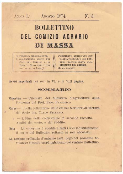 La viticoltura in Provincia di Massa Carrara 1994: inizio lavoro di recupero del germoplasma - Indagini storico-bibliografiche e reperimento
