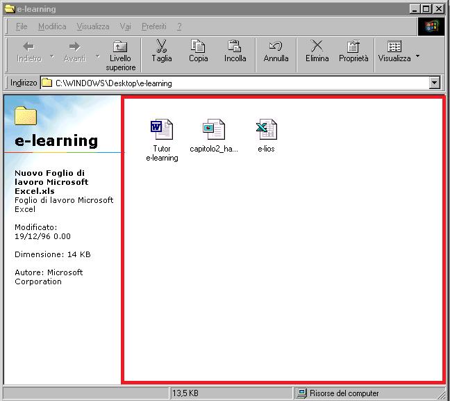 Area di lavoro Desktop Uso delle finestre Area di lavoro area in cui viene rappresentato il contenuto della finestra cartella: oggetti