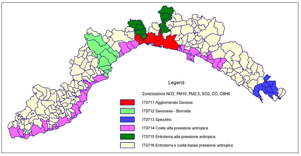 Figura 1 - Zonizzazione dgr n. 44 del 24.01.2014 per SO 2, NO 2, PM10, PM2.