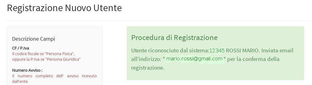 Una volta compilati i campi, bisogna cliccare su Avvia Registrazione.