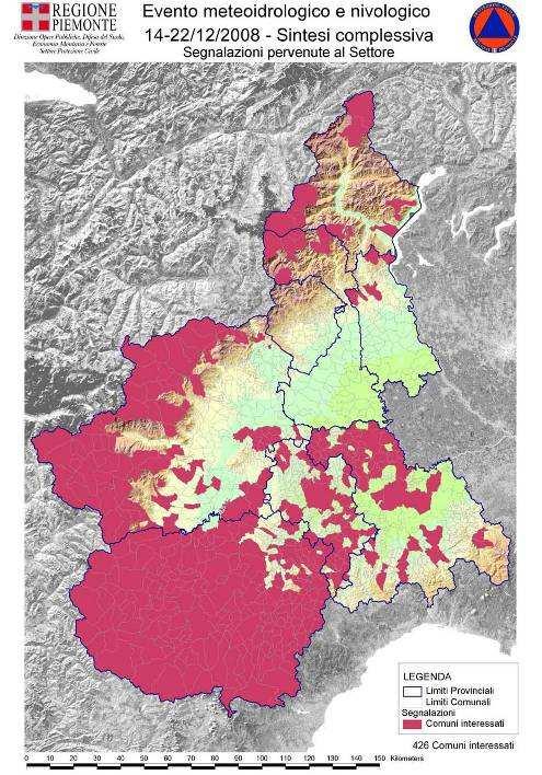 Evento del 14 17 Dicembre 2008 SINTESI DELLE CRITICITA Comuni con