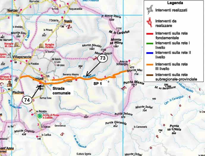 Localizzazione 73 SP 1 74 SS 293 SP1 Interventi Accordo di programma con la Prov.