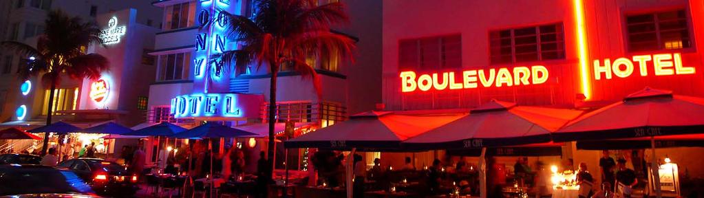 Sempre a Miami Beach, Nell Art Decò District, avviene il quotidiano raduno serale del popolo della notte, poiché proprio in quest area si concentrano la maggior parte dei locali notturni della città.