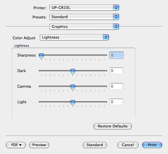 Bilanciamento dei colori Nel menu a comparsa [Color Adjust], selezionare [Color Balance]. Verifica delle impostazioni di stampa Selezionare il menu a comparsa [Summary] nella finestra di stampa.
