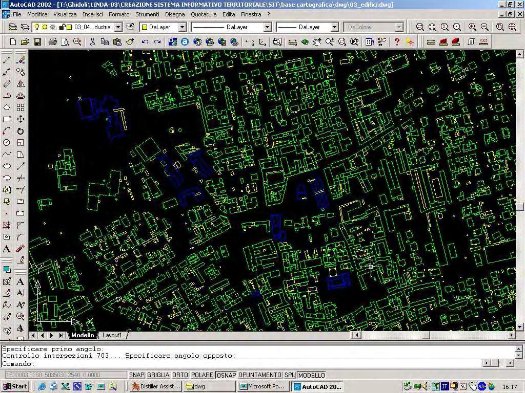 Esempio di schermata aperta in autocad che evidenzia gli