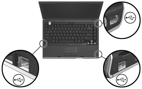 Aggiornamento e sostituzione dei componenti hardware Collegamento di una periferica USB Una periferica collegata al notebook tramite una porta USB è utilizzabile solo se in Windows.