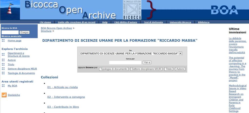 Ricerca [2] All interno della produzione scientifica del Dipartimento è possibile cercare