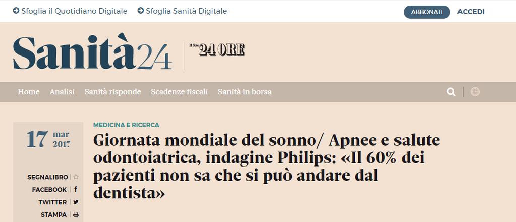 KETCHUM ITALY DATE: March 17, 2017 PUBLICATION: SANITA24.ILSOLE24ORE.