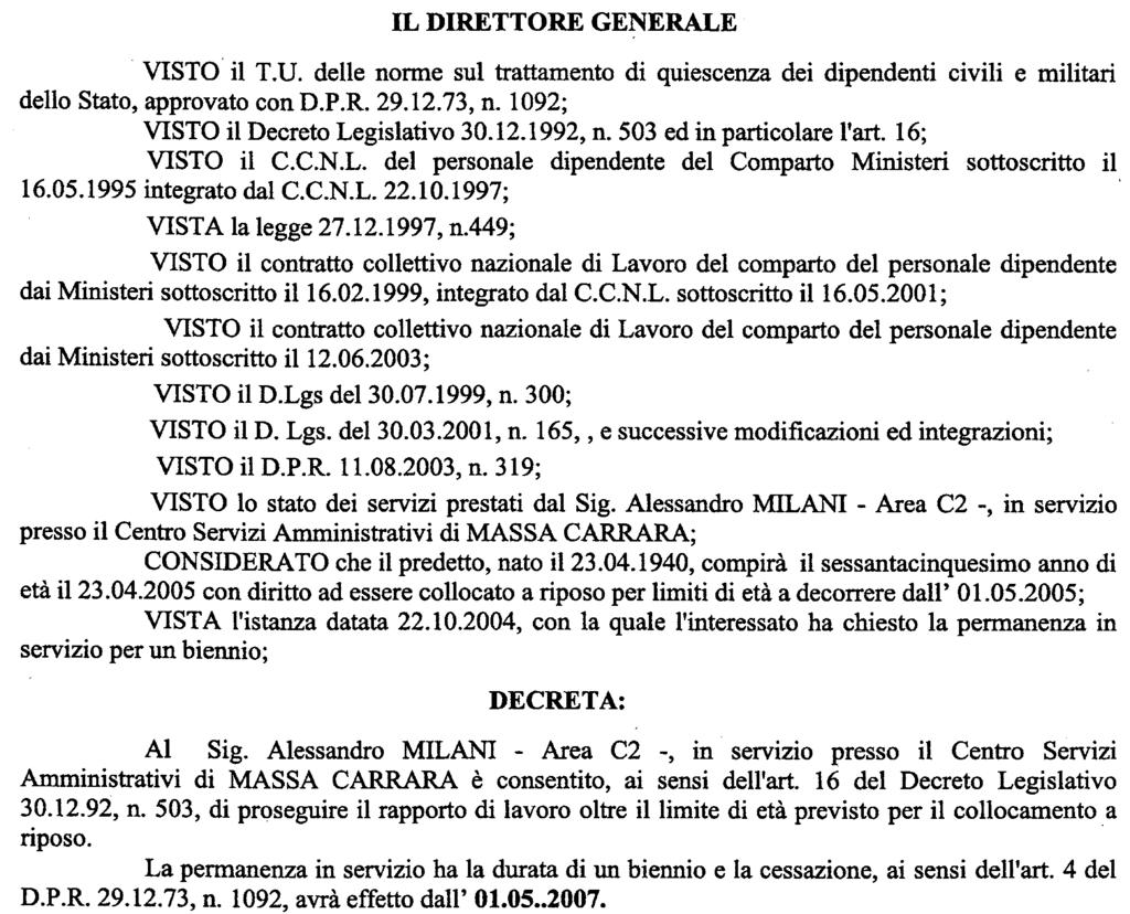 (D.D. 18 gennaio 2005 - Visto e registrato all'ufficio centrale del