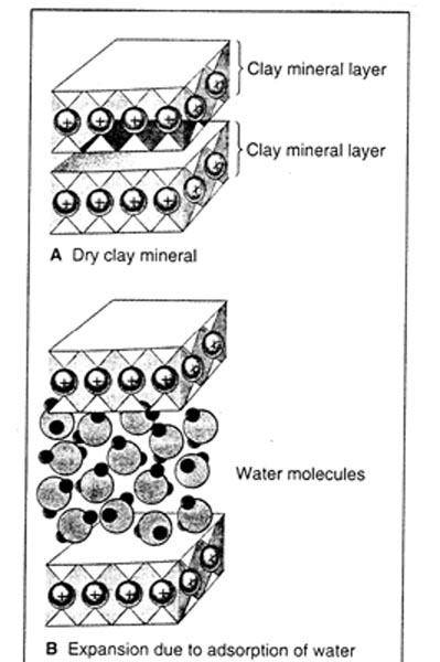 La capacità delle argille di adsorbire le molecole d acqua fa sì che quando l