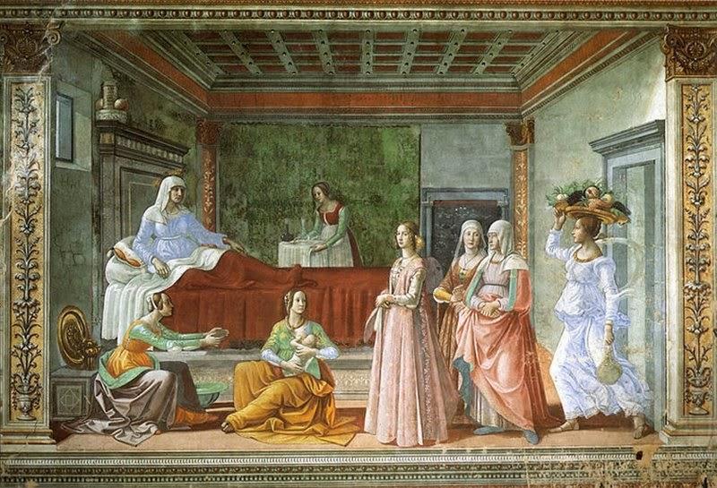 Domenico Ghirlandaio Nascita di San Giovanni Battista affresco