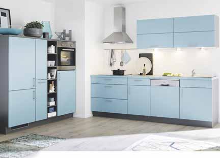 798, 0 0 Cucina completa, come da foto, colore: effetto cemento e rovere, larghezza: 365 cm, incl.