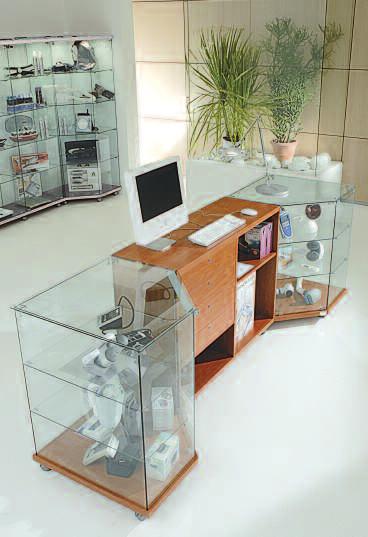 In this shop of medical goods the version with bases and tops in silver colour has been chosen the