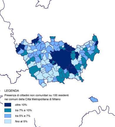 Presenza e caratteristiche socio-demografiche 9 1.1 Caratteristiche socio-demografiche L 11,7% della popolazione residente nell area metropolitana di Milano è di cittadinanza non comunitaria (v.