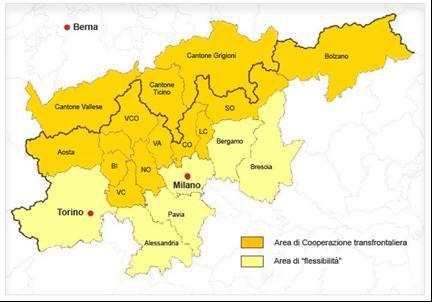 Per l Italia: Province di Como, Lecco, Sondrio e Varese (Regione Lombardia), Province di Vercelli, del Verbano-Cusio-Ossola, di Biella e Novara (Regione Piemonte), Provincia di Bolzano, Regione Valle