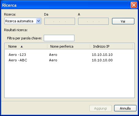 COMMAND WORKSTATION 17 Se non si trova alcun EX/i Print Server, fare clic sull icona, eseguire la ricerca specificando un intervallo di indirizzi IP oppure specificando l indirizzo IP e la sottorete,