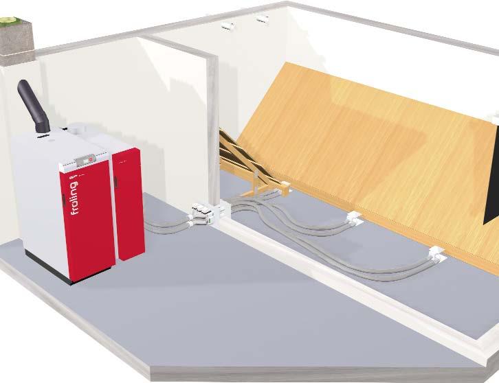 Alimentazione sistematica Serbatoio sacchetti Silo a sacco La SP Dual è disponibile nelle misure 15-28 kw con serbatoio sacchetti.