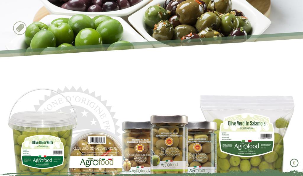 I Nostri Prodotti La nostra azienda propone una ricca varietà di olive da tavola accuratamente selezionate e sapientemente confezionate, secondo le regole della più sincera tradizione gastronomica