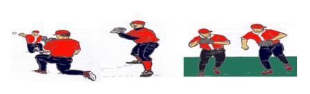 ripetere 1-3 volte Da 8m in posizione frontale rispetto al ricevitore,braccio in posizione ad "L".Concentrarsi sulla rotazione e rilasciar la palla come descritto nella fase 1.