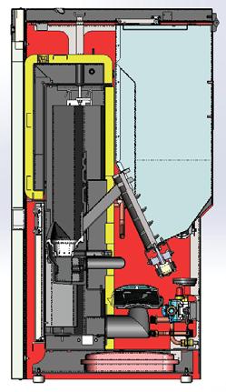 La caldaia utilizza come combustibile il pellet, costituito da piccoli cilindretti di legno pressato, la cui combustione viene gestita elettronicamente.