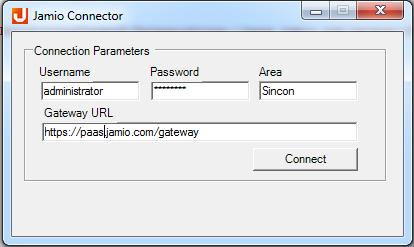 Figura 3: Connessione a Jamio openwork I parametri da inserire e che quindi devono essere noti sono i seguenti: Gateway URL: è l end point ai servizi Jamio openwork.