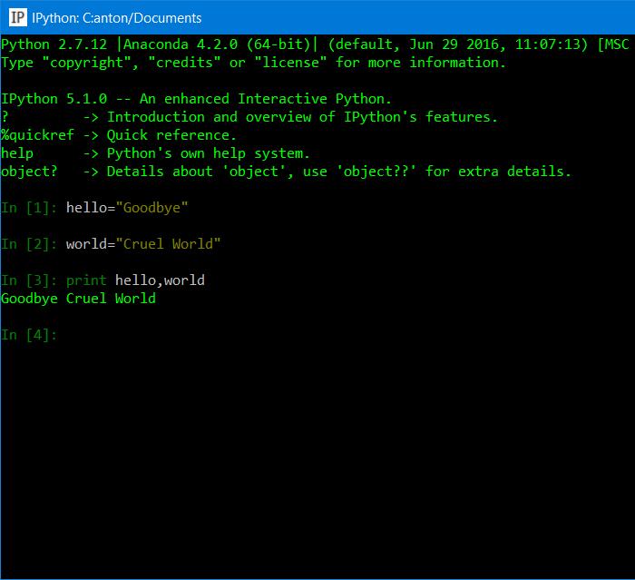 Shell Interattiva ipython Una versione evoluta dell interprete Python.