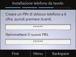 Configurazione del PIN per sbloccare il telefono Per motivi di sicurezza, il telefono si blocca se lo si lascia incustodito per un dato periodo, che viene determinato dal team di assistenza.