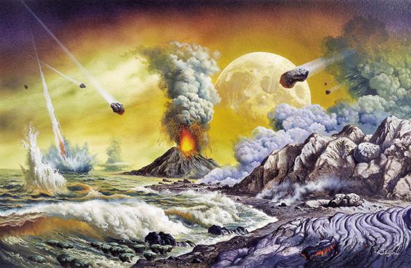 1.7 Atmosfera, idrosfera e crosta primitive Le continue eruzioni vulcaniche liberarono grandi quantità di gas, principalmente idrogeno, vapore acqueo, azoto e diossido di carbonio.