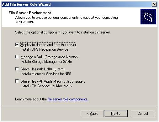 Il servizio DFS Replication è una novità introdotta con Windows Server 2003 R2 che consente di replicare i file tra due o più server in presenza di link di rete a bassa velocità, tipici delle WAN.