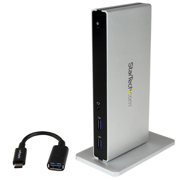 Docking Station USB-C per Doppio Monitor DVI - Include Adattatori USB-C ad A, HDMI, e VGA Product ID: DK30BACDD Questa docking station a due monitor DVI per computer laptop si collega facilmente al