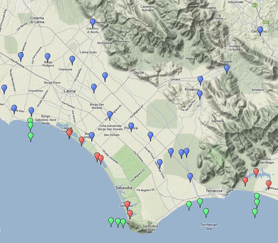 Fig. 35 - Mappa delle centraline di monitoraggio