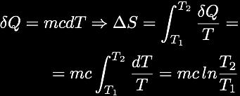 Esempi di calcolo entropia Entropia sorgente termica la temperatura della sorgente e costante Variazione entropia in cambiamento stato Esempio acqua da liquido a gas S = Q T Variazione entropia