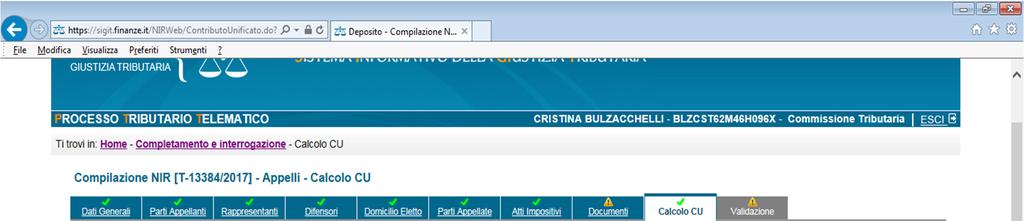 Deposito telematico degli atti Calcolo CU I campi