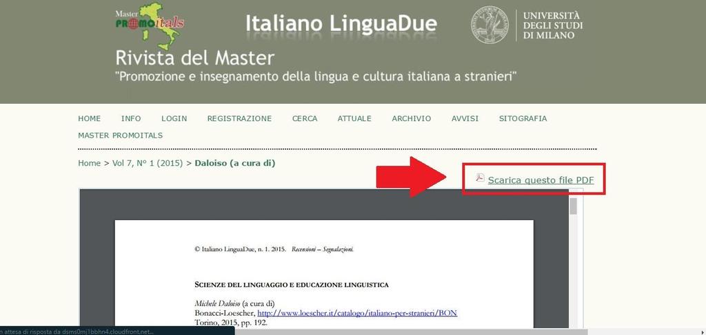 Si aprirà una pagina con la