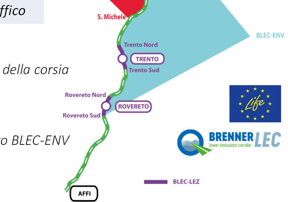 limiti dinamici di velocità e utilizzo temporaneo della corsia di emergenza su un tratto ridotto del BLEC-ENV FASE 2 (da marzo 2018 a dicembre 2019) Valutazione estesa dei limiti