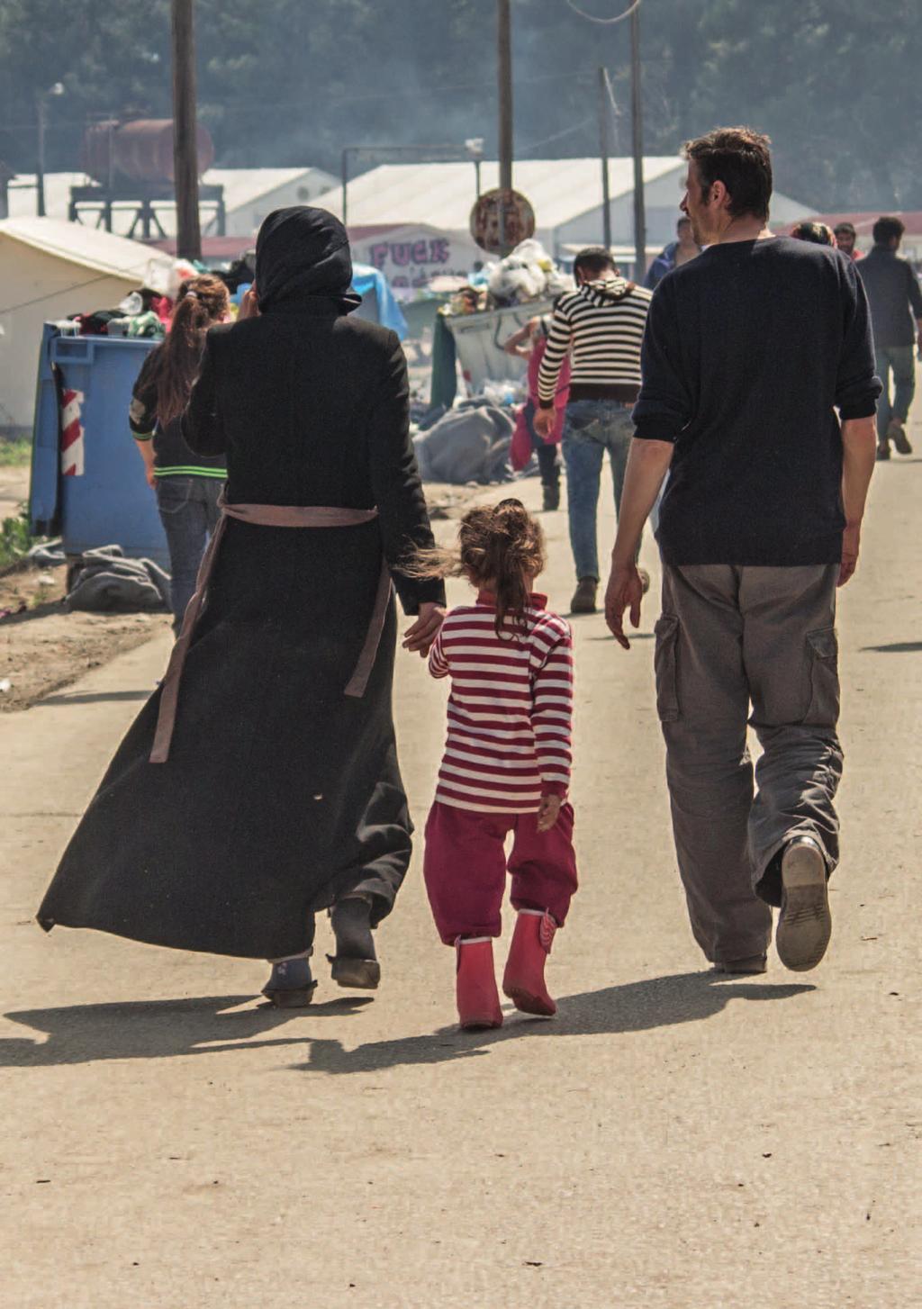 Famiglia di profughi a Idomeni,