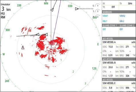 I target AIS possono essere visualizzati in sovrimpressione sul radar e sulle immagini della cartografia; questa funzione è uno strumento importante per una navigazione sicura e per evitare incidenti.