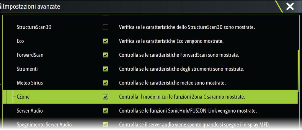 Ú Nota: Possono essere visualizzati anche i dati relativi al serbatoio provenienti da un gateway del motore compatibile, tuttavia la configurazione dei serbatoi per tale sorgente dati non è possibile