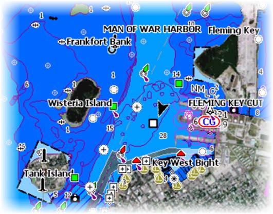 Profondità di sicurezza Le carte Insight e C-MAP utilizzano diverse tonalità di blu per distinguere tra acque