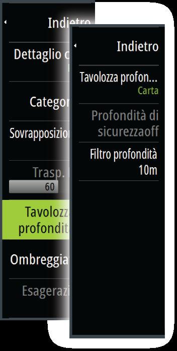 blu. Filtro profondità Consente di escludere i valori di profondità inferiori rispetto al limite di profondità